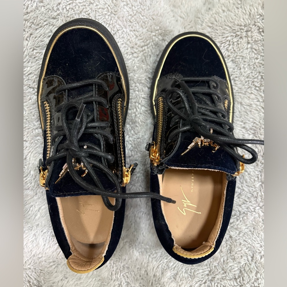 Giuseppe Zanotti Black Sneakers with Gold Details - Picture 3 of 14